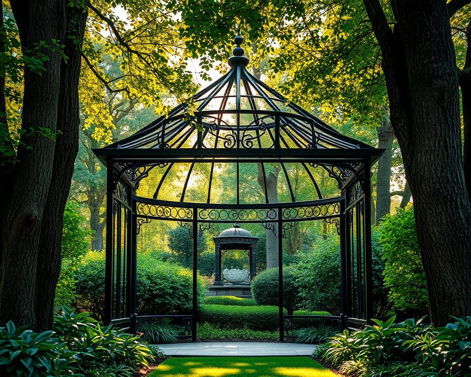 Metal Gazebos in Garden Setting